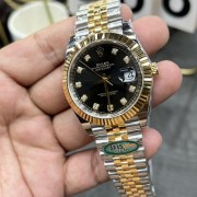 C/Clean Factory Rolex Datejust Series/41mm Gold Black Diamond Face