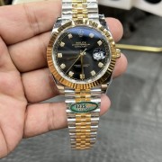 C/Clean Factory Rolex Datejust Series/41mm Gold Black Diamond Face