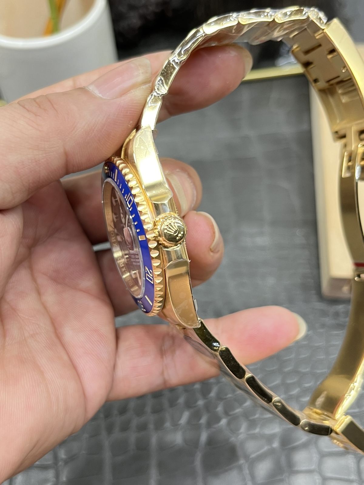 C/Clean Factory Rolex Full Gold Blue Ghost/41mm Full Gold Blue Submariner  第6张