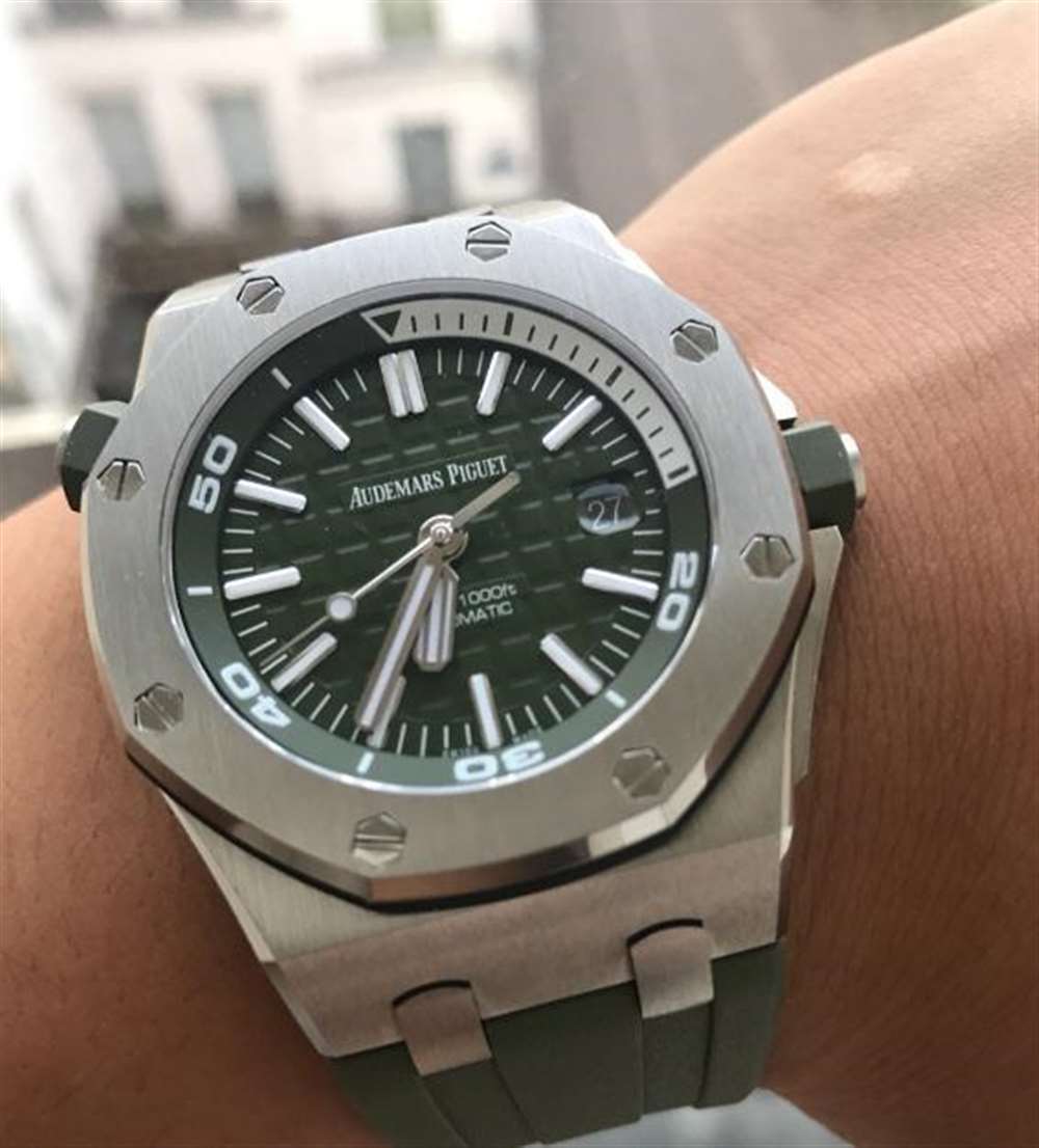 JF厂爱彼皇家橡树离岸型15710军绿色评测,对比正品如何? 第2张