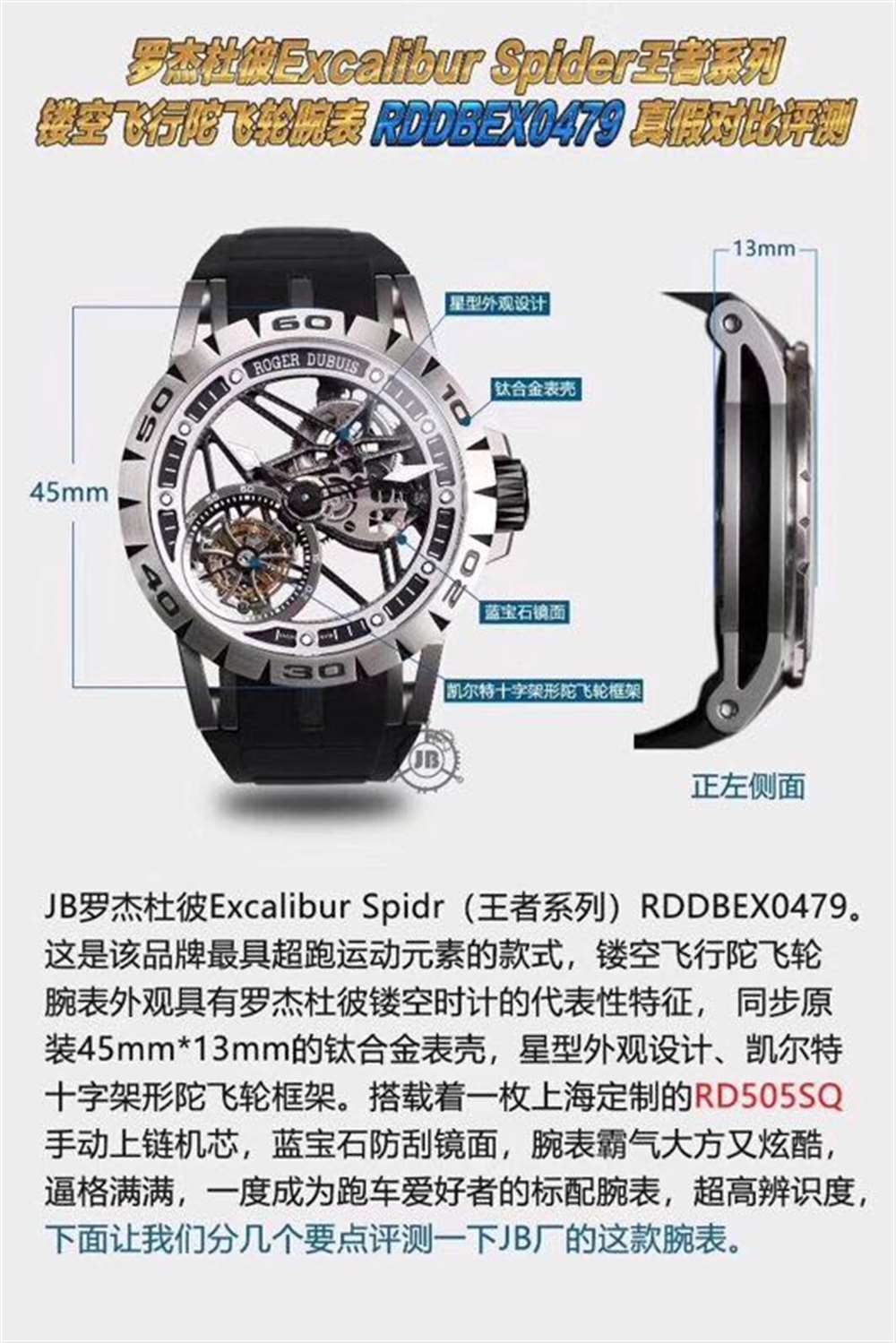 JB厂罗杰杜彼王者系列RDDBEX0479复刻表对比正品深度评测 第1张