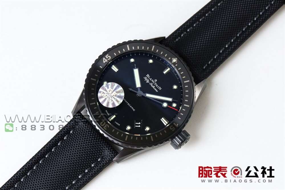GF厂宝珀五十噚5000「深潜器蓝面陶瓷」腕表做工评测  第16张