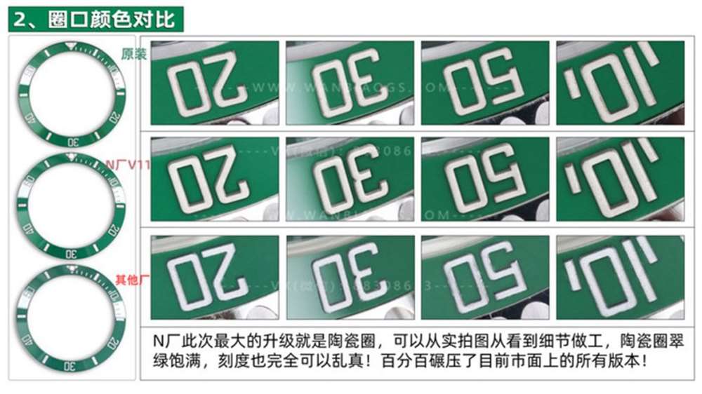 N厂劳力士v11版绿水鬼对比原装以及市场版本图文评测 第2张