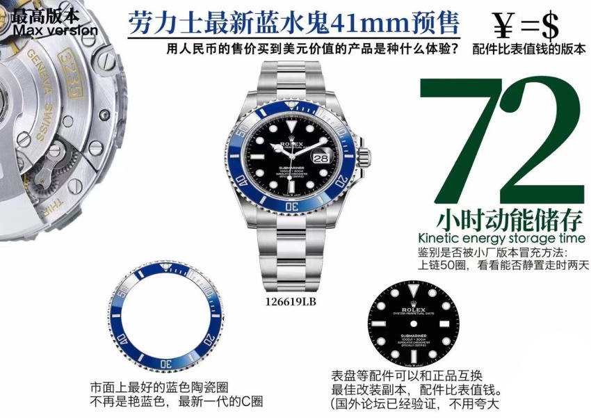 vs厂劳力士Rolex新旧款蓝水鬼的区别