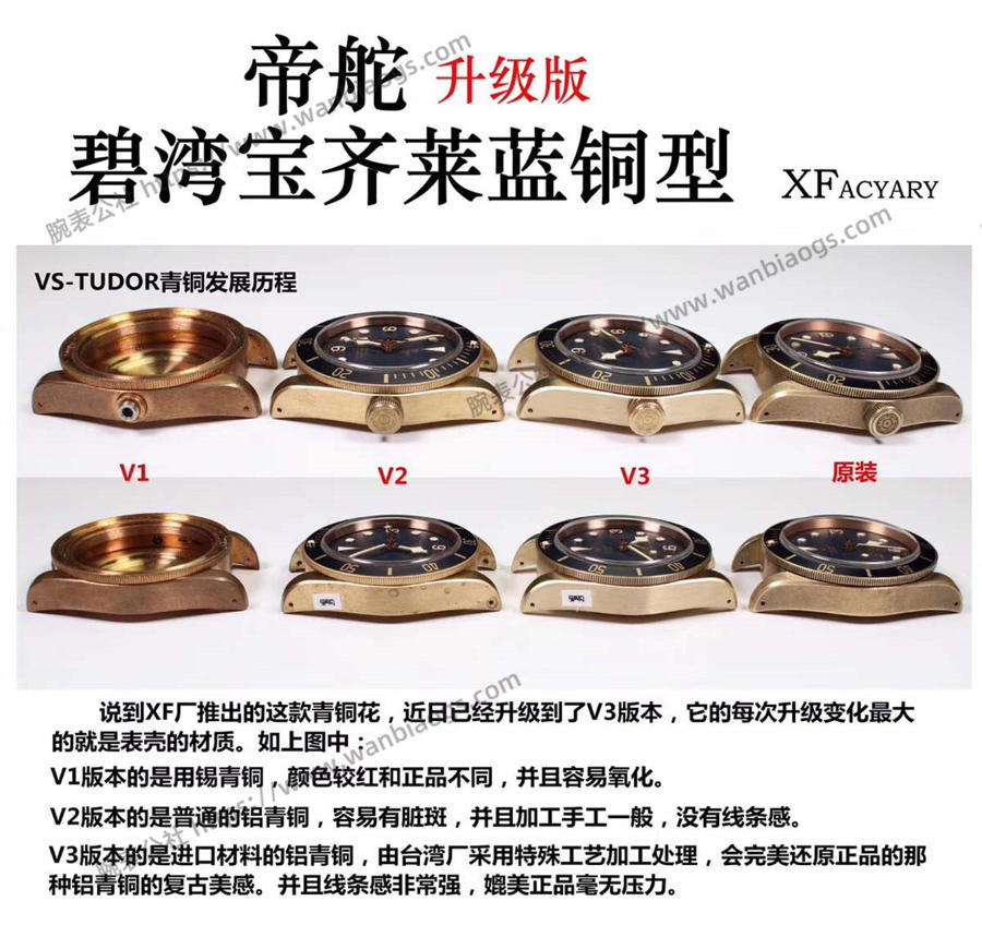 XF厂帝舵启承系列蓝铜花V3版本腕表对比正品评测 第6张